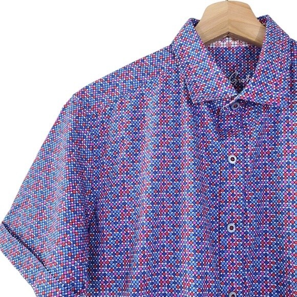 Robert Graham Button Up Dotted Short Sleeve Shirt mens size small - Picture 4 of 5